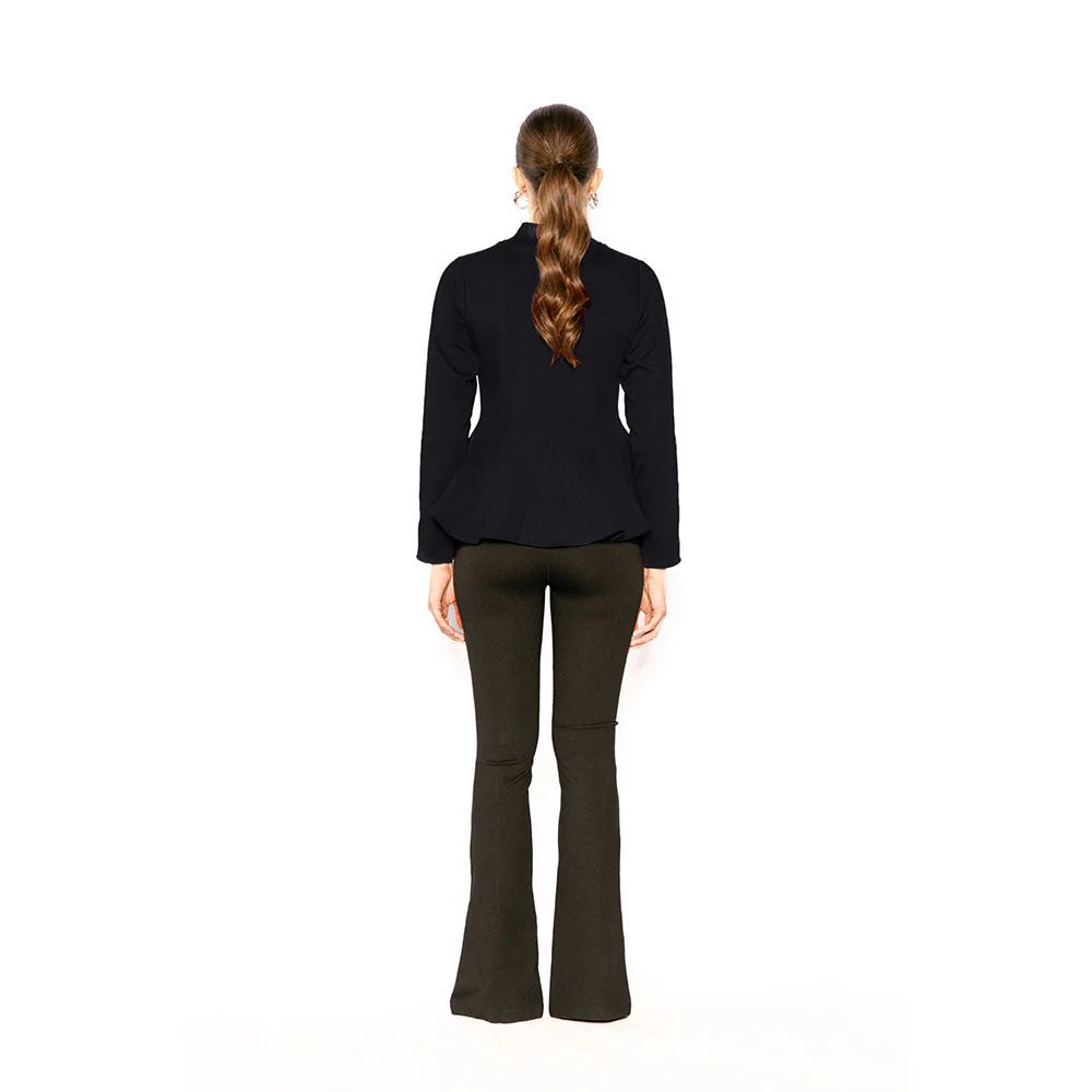 Contemponari Navy Blue Solid Full Sleeves Trojan Top - Image 4