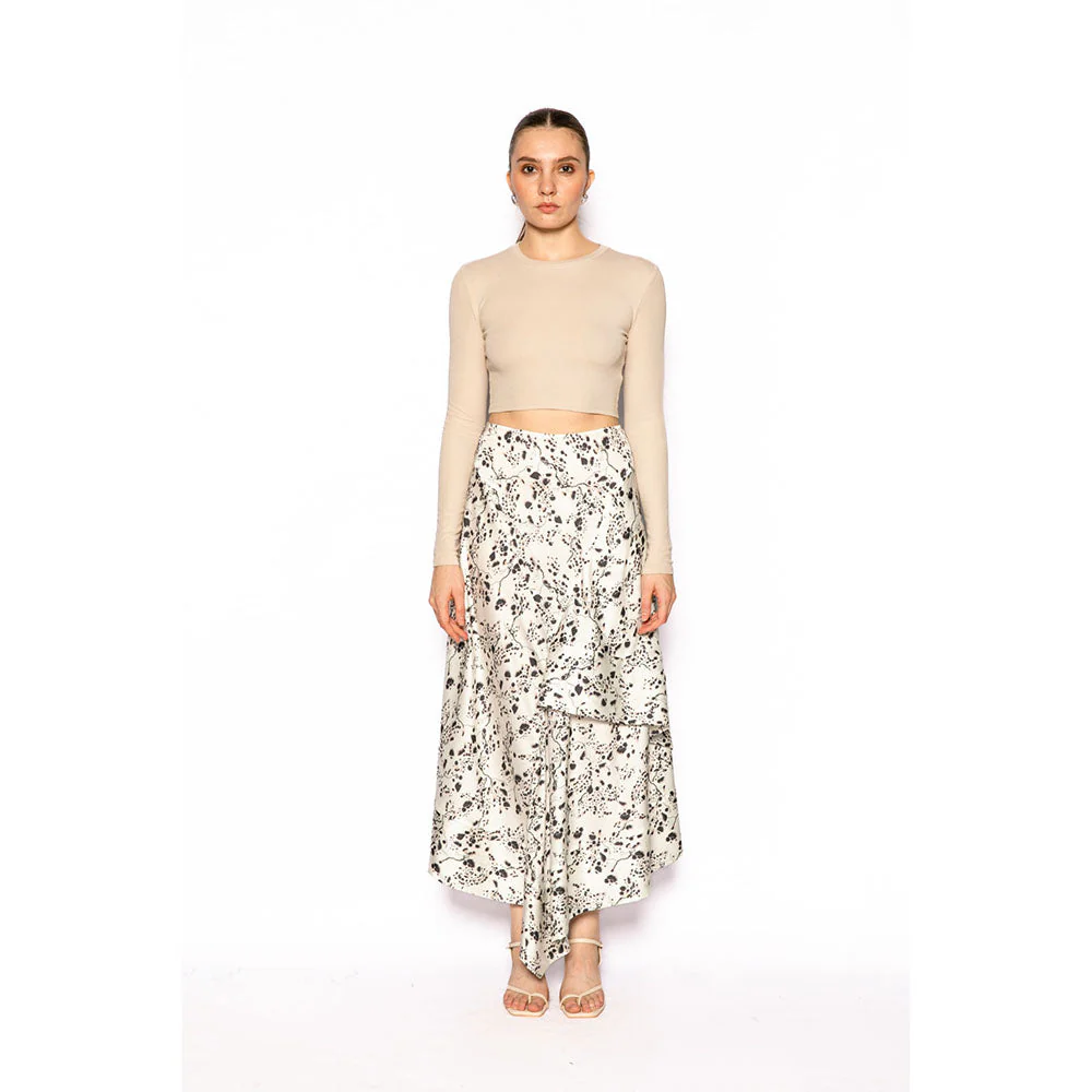Contemponari Women Lycra Printed White Skirt - Image 6