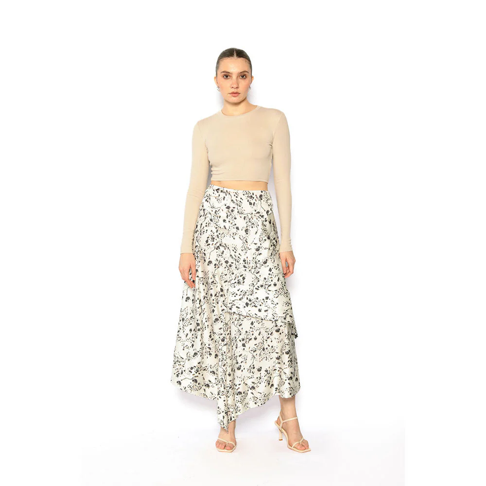 Contemponari Women Lycra Printed White Skirt - Image 7