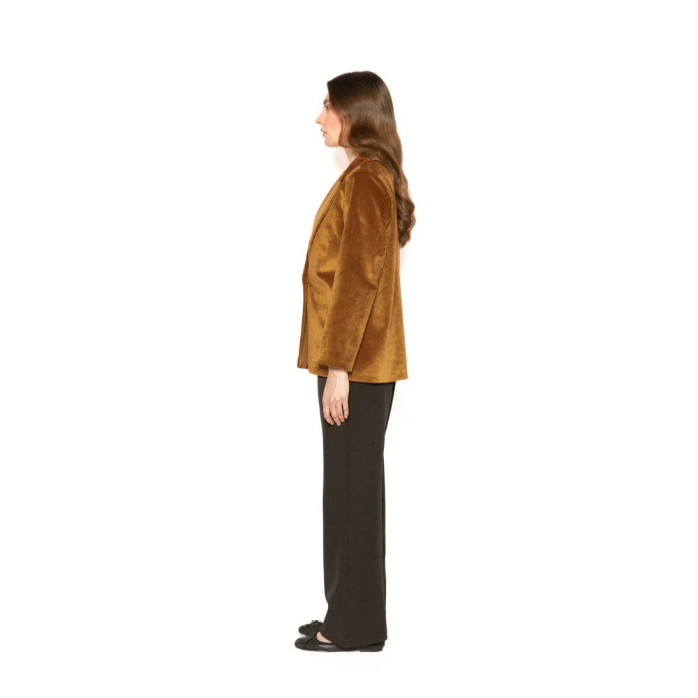 Contemponari Womens Aquila Solid Brown Blazer - Image 2