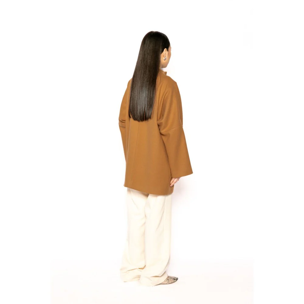 Contemponari Womens Archer Solid Brown Wintercoat - Image 5