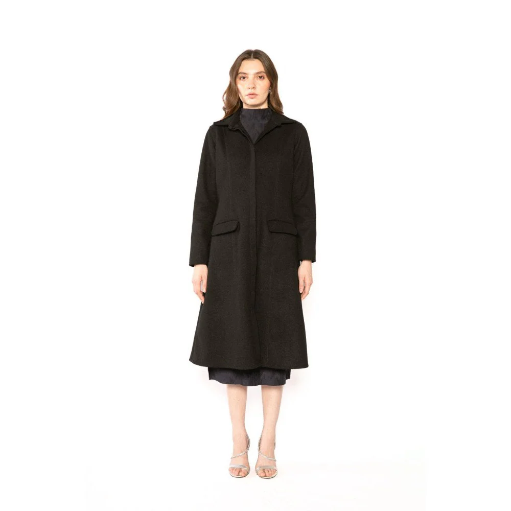 Contemponari Womens Hades Solid Black Coat - Image 2