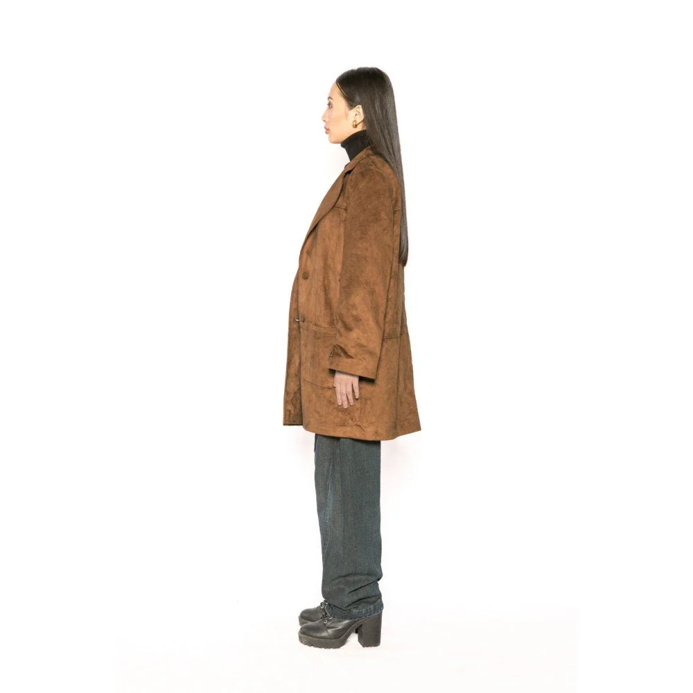 Contemponari Womens Leo Solid Brown Coat - Image 3
