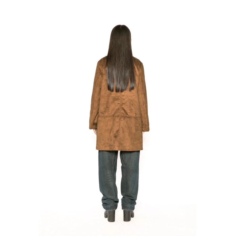 Contemponari Womens Leo Solid Brown Coat - Image 4