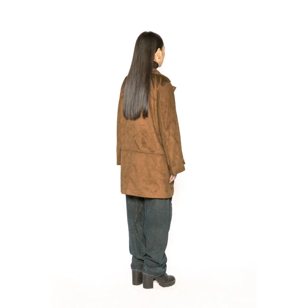 Contemponari Womens Leo Solid Brown Coat - Image 5