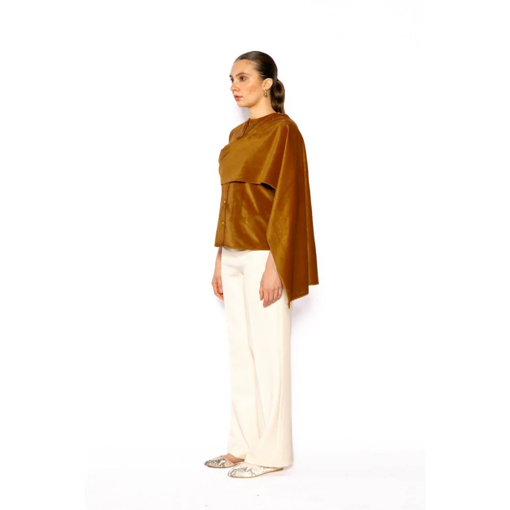 Contemponari Womens Pegasus Solid Brown Shirt - Image 2