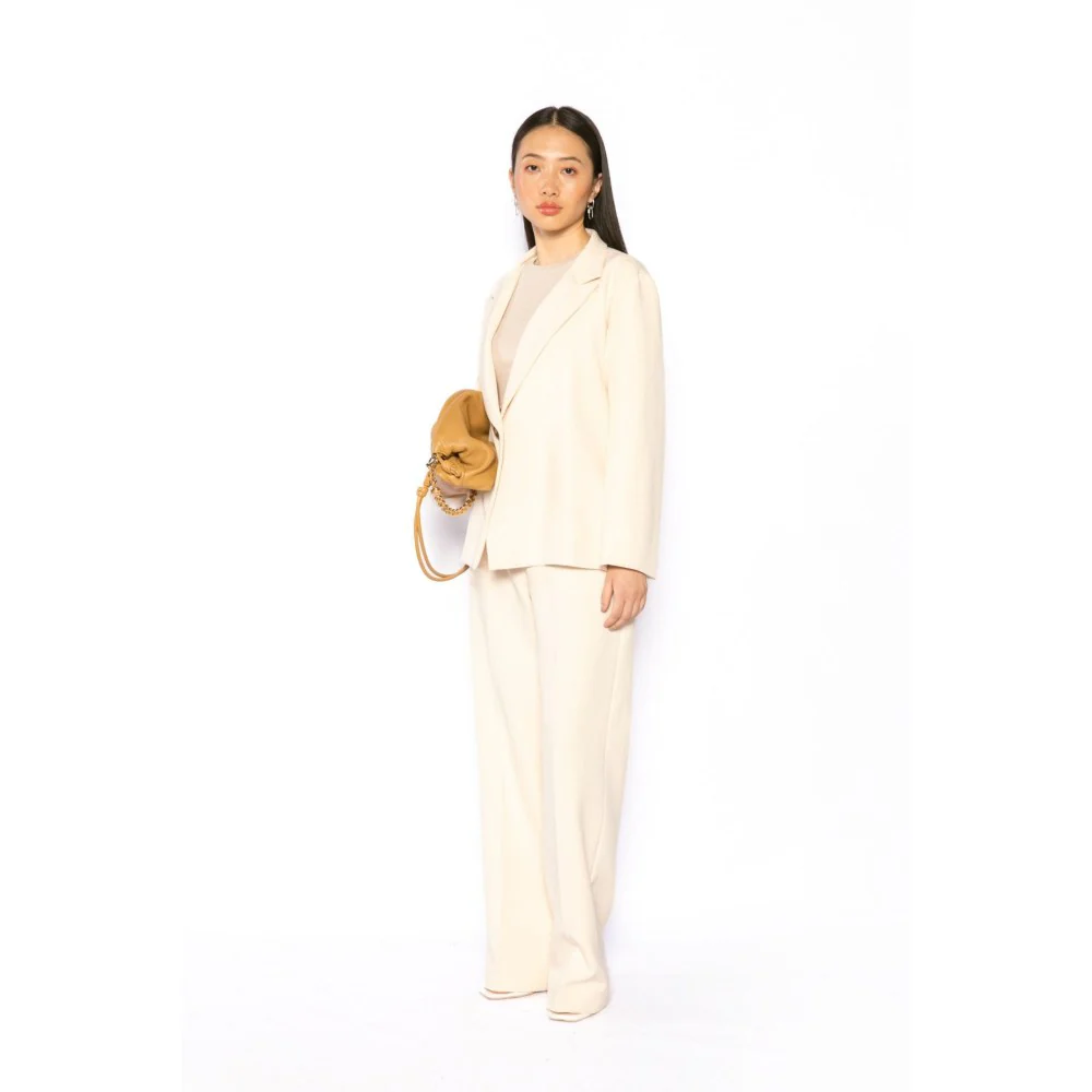 Contemponari Womens Phoenix Solid Beige Blazer - Image 2