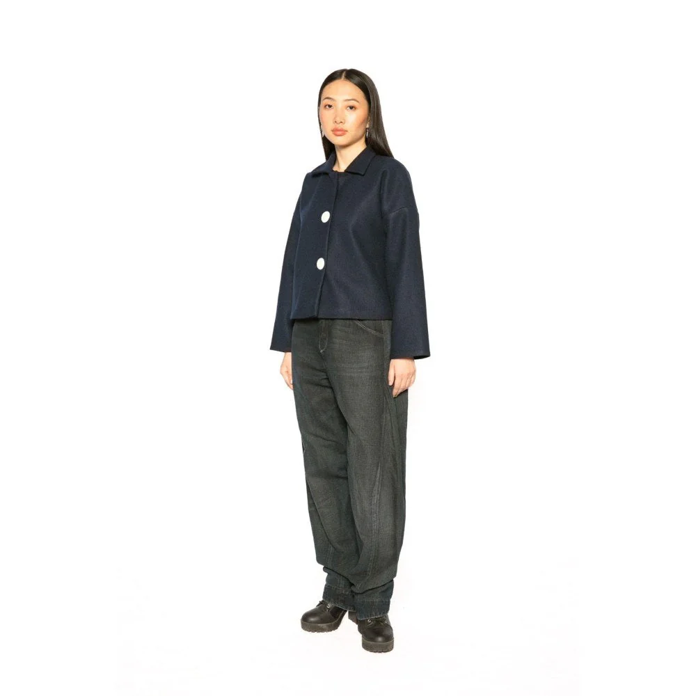 Contemponari Womens Xenia Solid Blue Jacket - Image 2