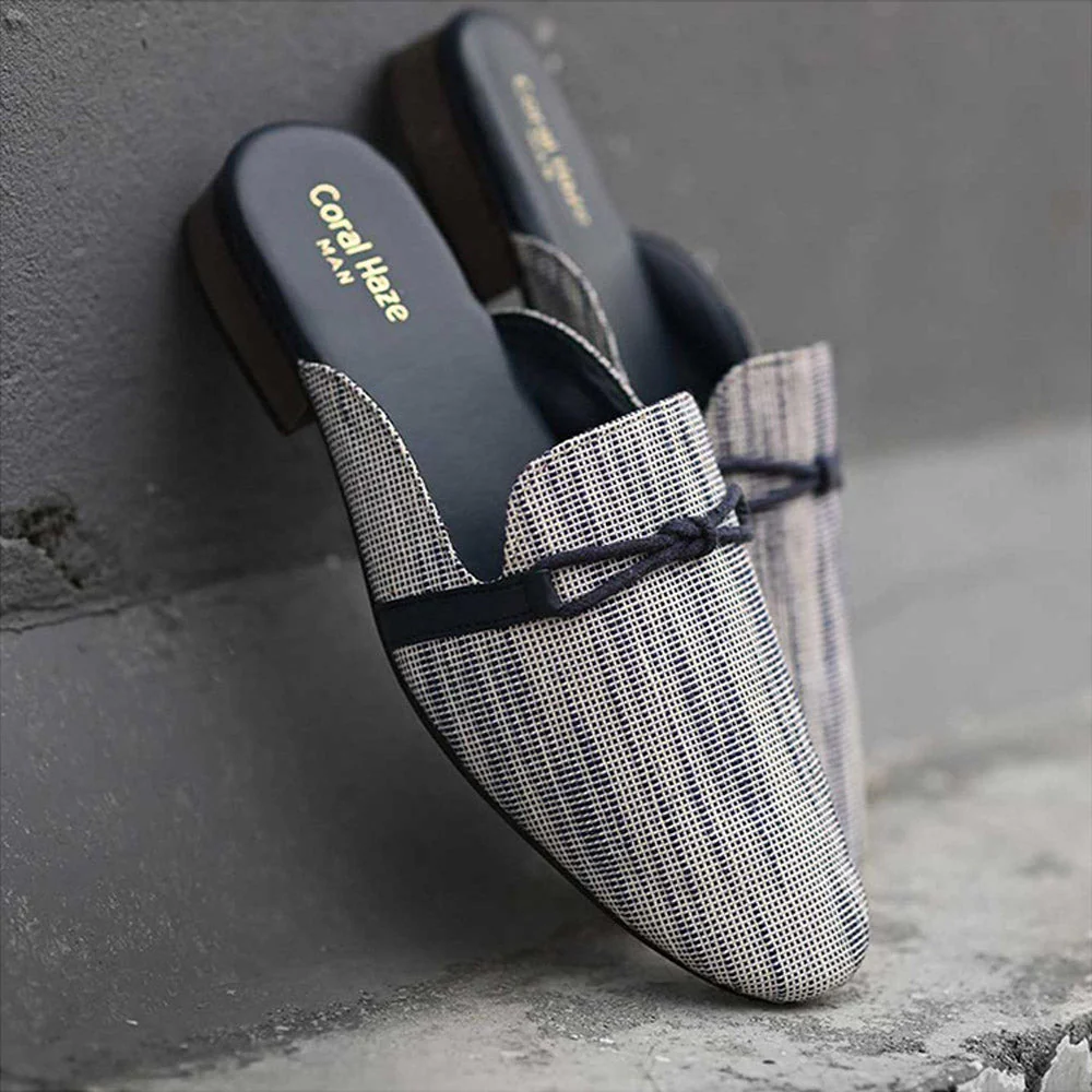 Coral Haze Blue Jacquard Men Mules - Image 2