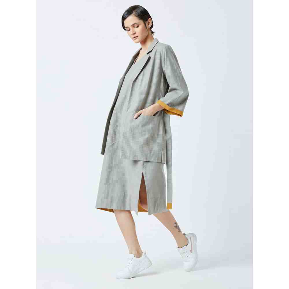 Doodlage Grey Judo Striped Jacket - Image 3