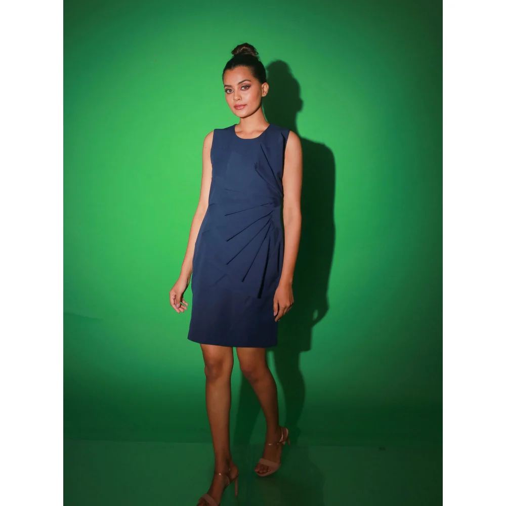 Echke Blue Short Dress With A Scone Pattern - Image 5