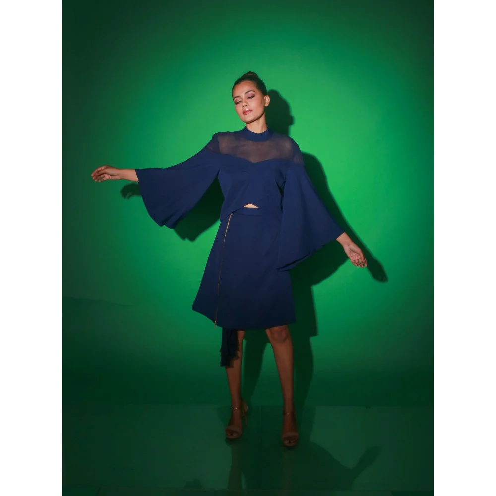 Echke Blue Solid Skirt With Top (Set of 2) - Image 6