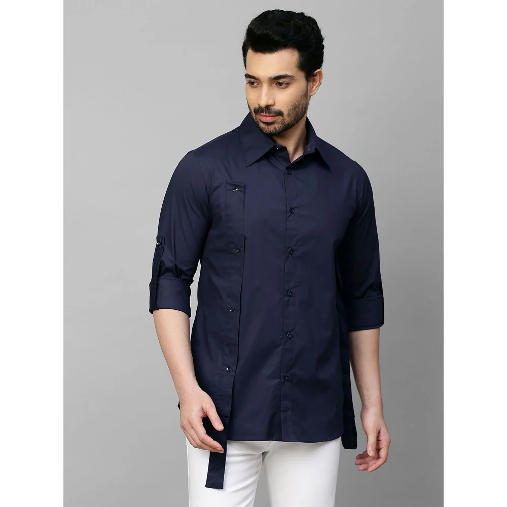 Echke Dark Blue Shirt with Double Placket - Image 2