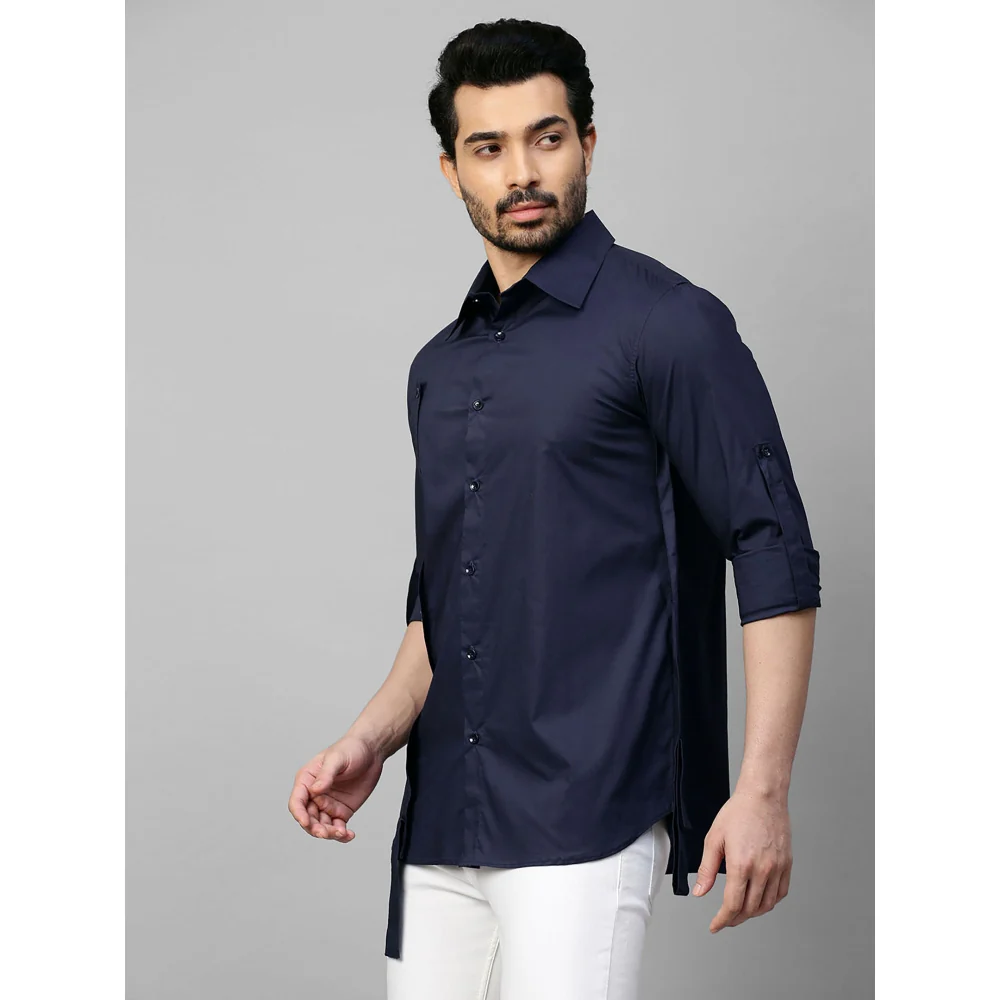 Echke Dark Blue Shirt with Double Placket - Image 3