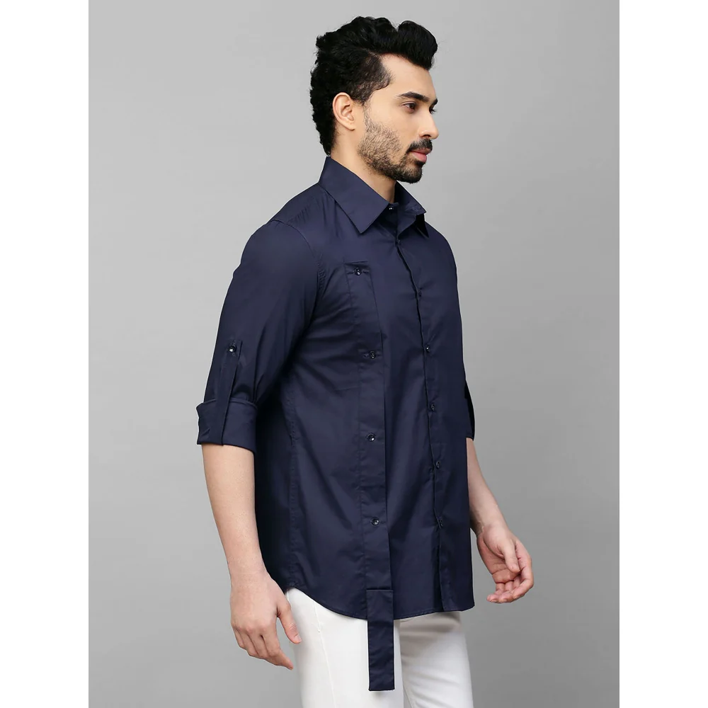 Echke Dark Blue Shirt with Double Placket - Image 4