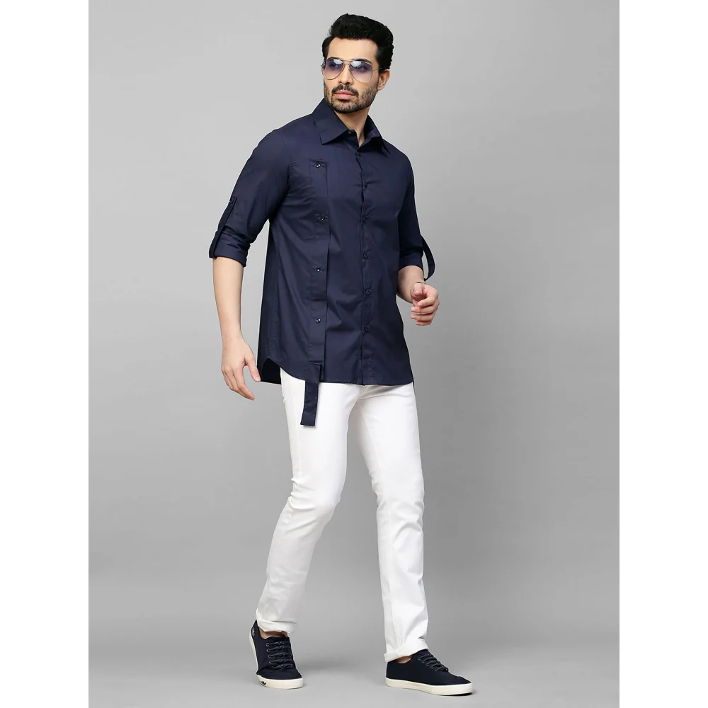 Echke Dark Blue Shirt with Double Placket - Image 5