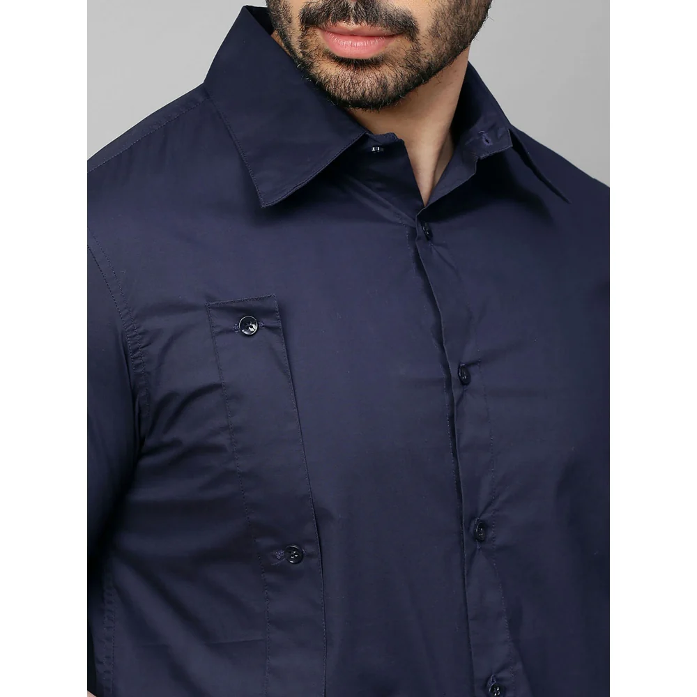 Echke Dark Blue Shirt with Double Placket - Image 7