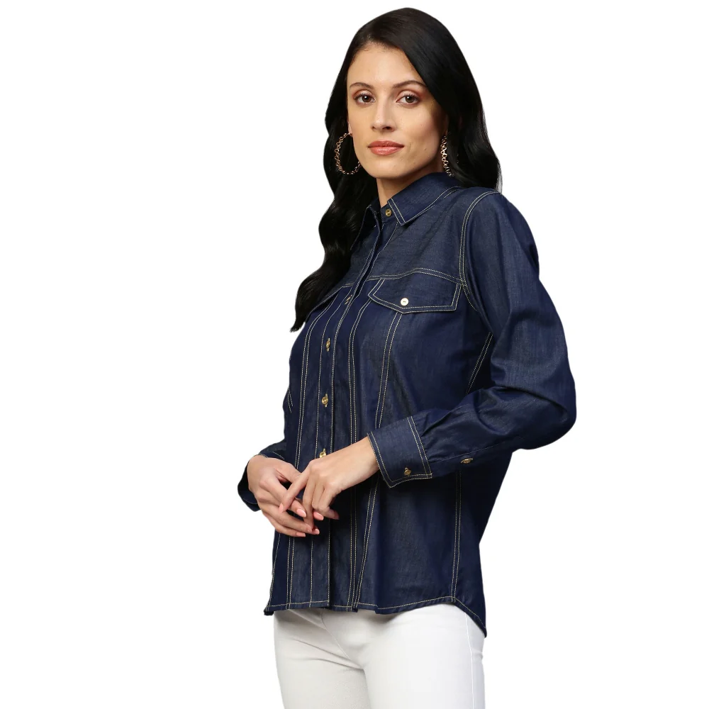 Echke Denim Shirt With Embellishments - Image 6