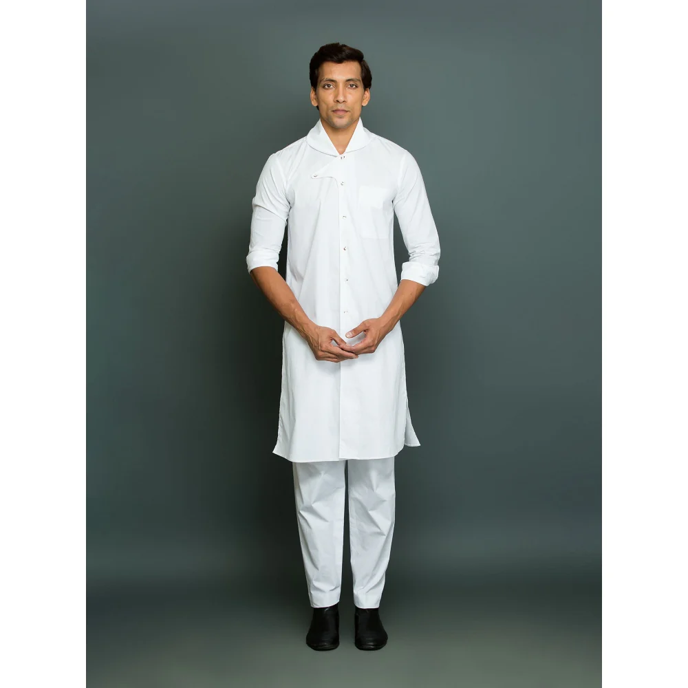 Echke High Neck Rounded Chinese Collar with Extended Button Feature - Image 2