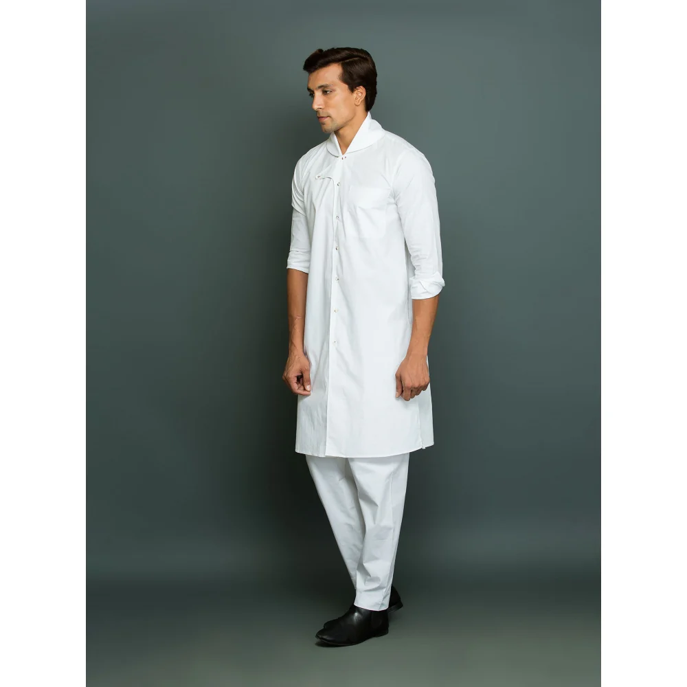 Echke High Neck Rounded Chinese Collar with Extended Button Feature - Image 3
