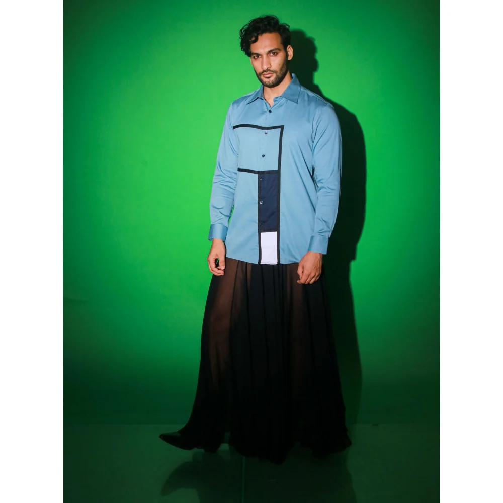 Echke Light Blue Colorblock Shirt - Image 2
