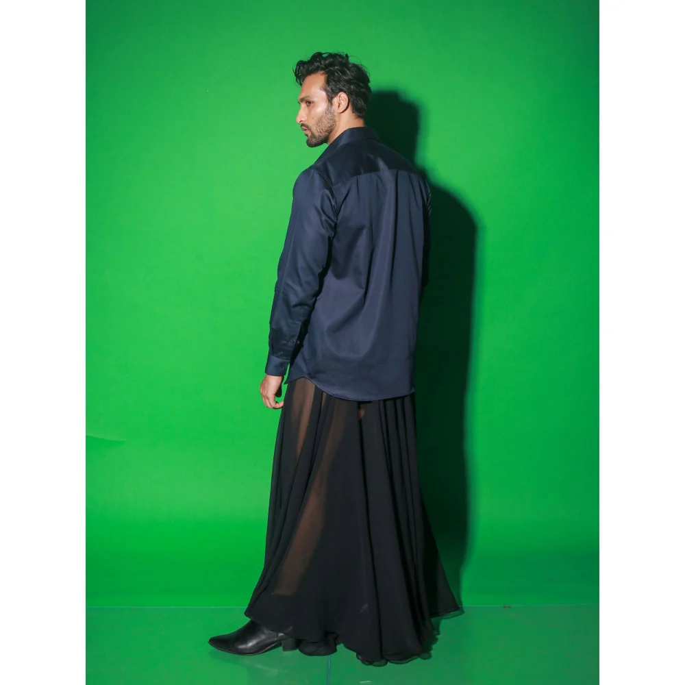 Echke Navy Blue Solid Shirt - Image 4