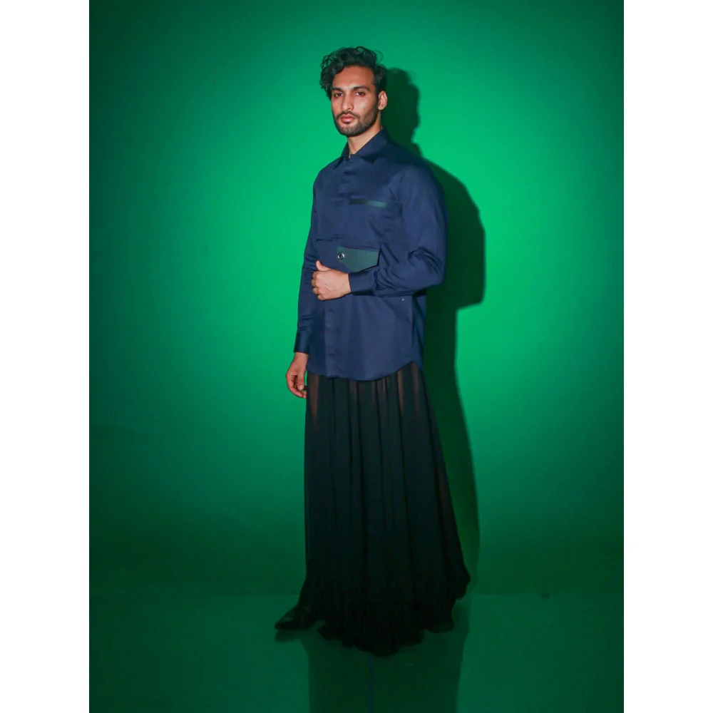 Echke Navy Blue Solid Shirt - Image 4