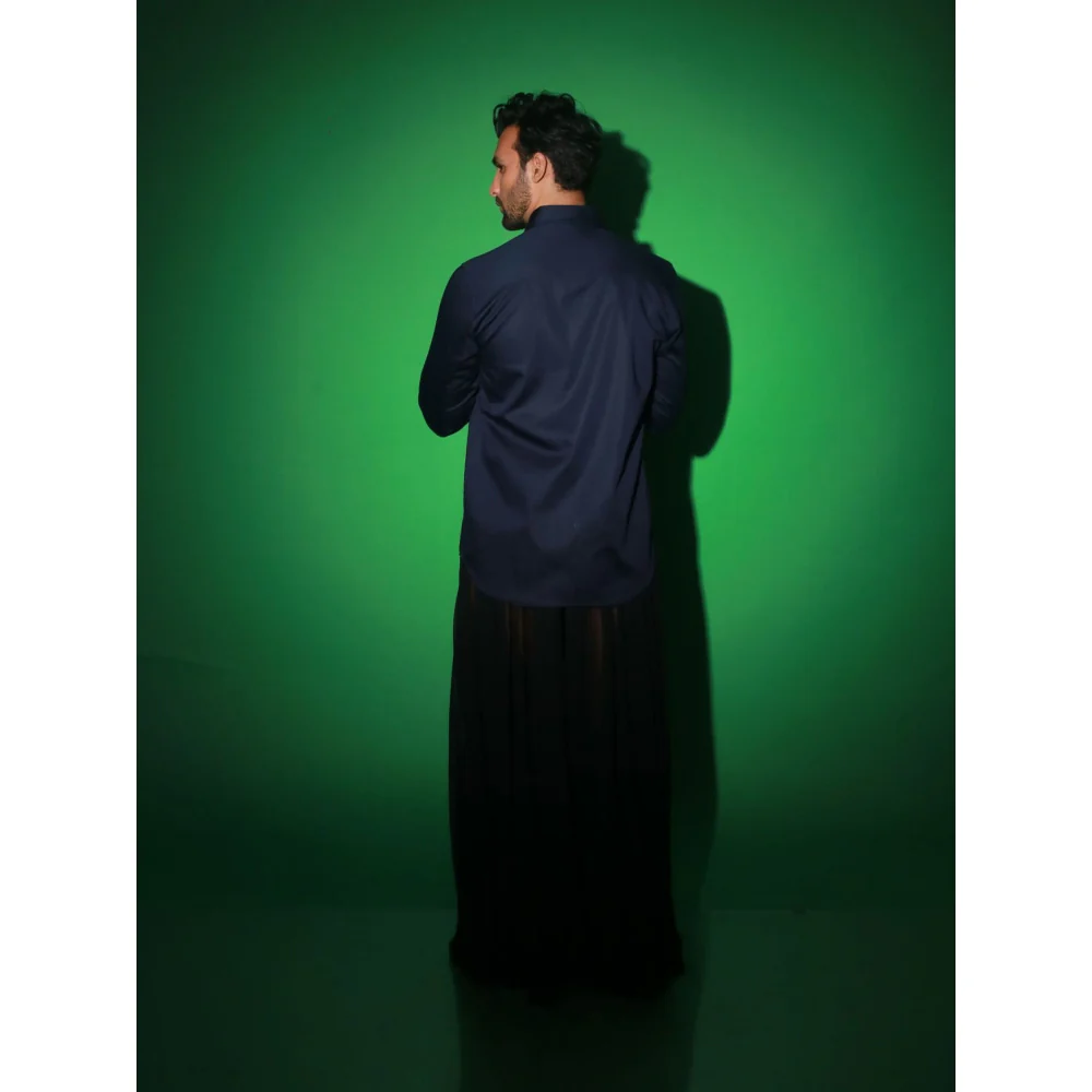 Echke Navy Blue Solid Shirt - Image 6