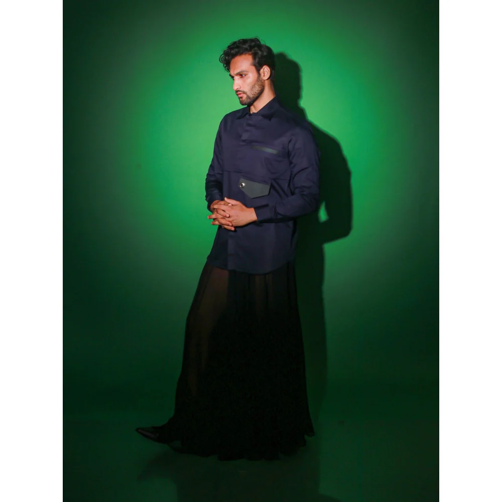 Echke Navy Blue Solid Shirt - Image 7