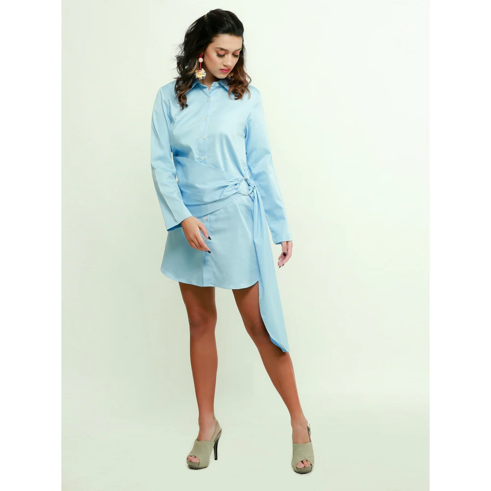 Echke Shirt Dress With Ring Sash Tie-Up - Image 4