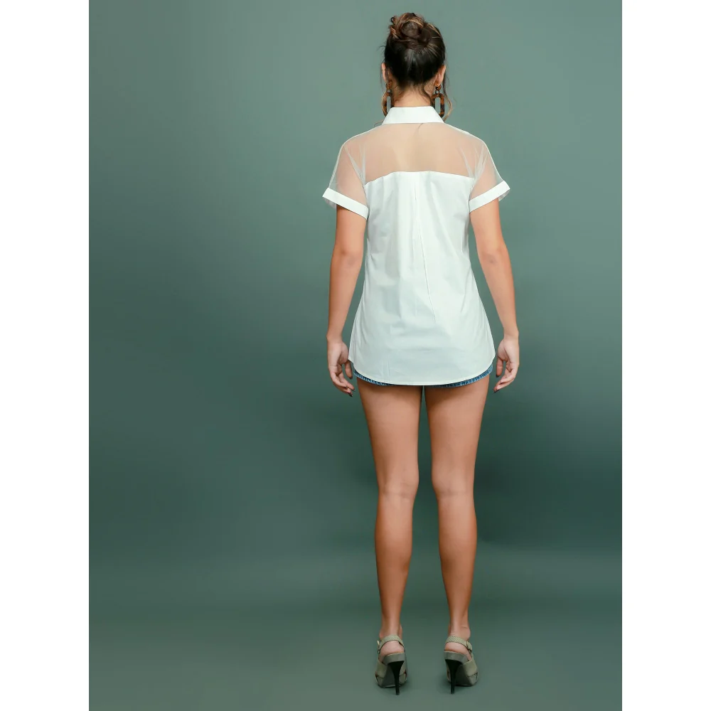 Echke Shirt With Shoulder Mesh Feature - Image 2