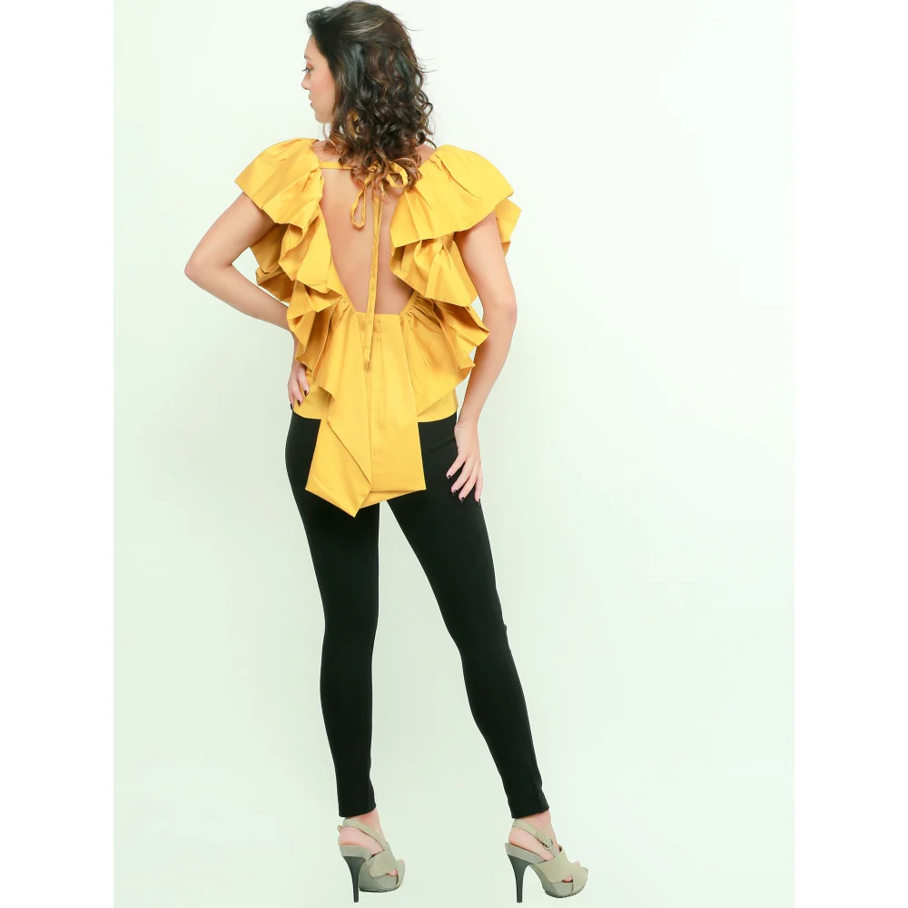 Echke Top With Ruffles And Tie-Up Back - Image 2