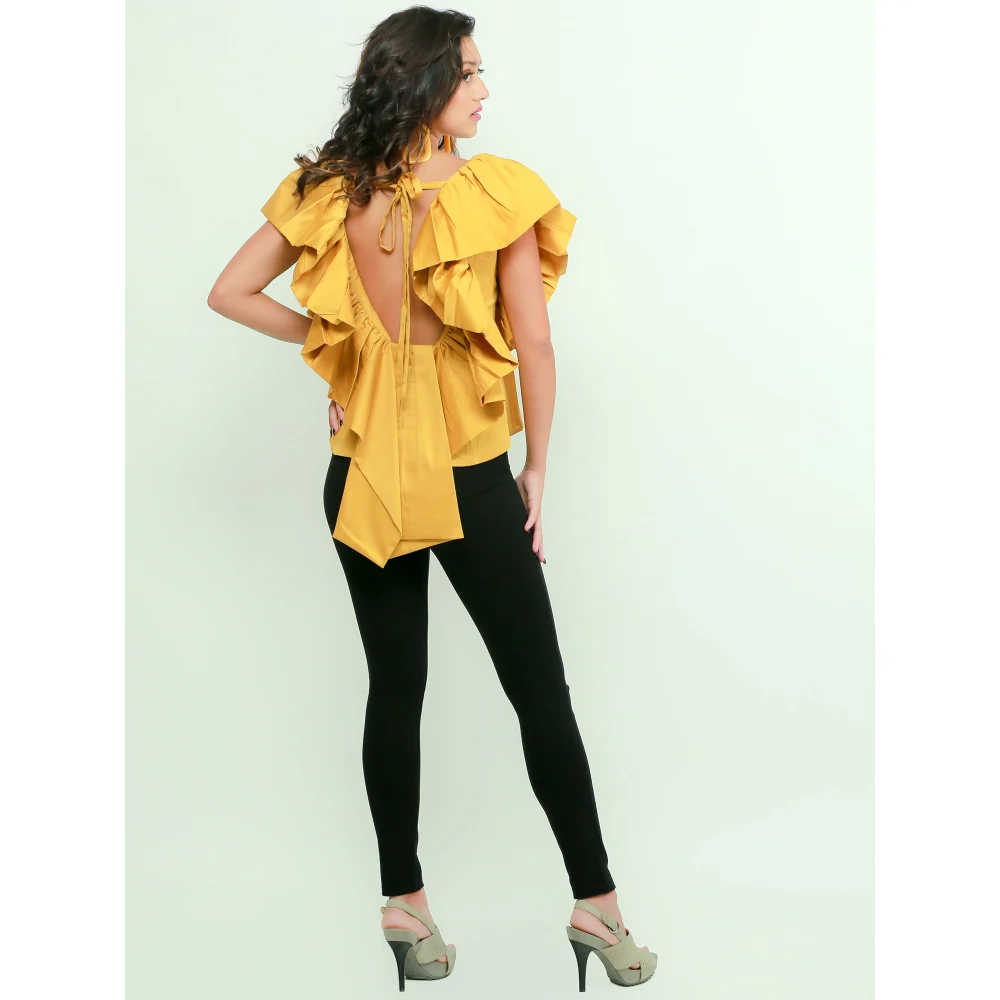 Echke Top With Ruffles And Tie-Up Back - Image 4