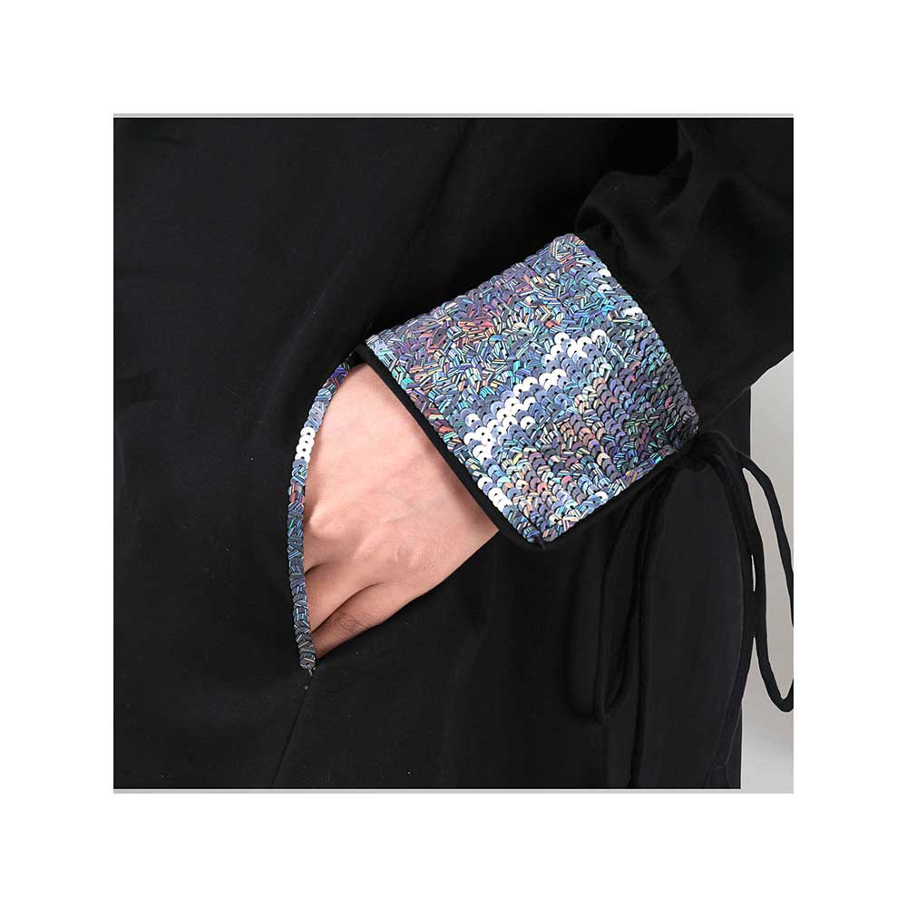 First Resort by Ramola Bachchan Black Sequined Shirt Dress And Wide Leg Pants - Image 6