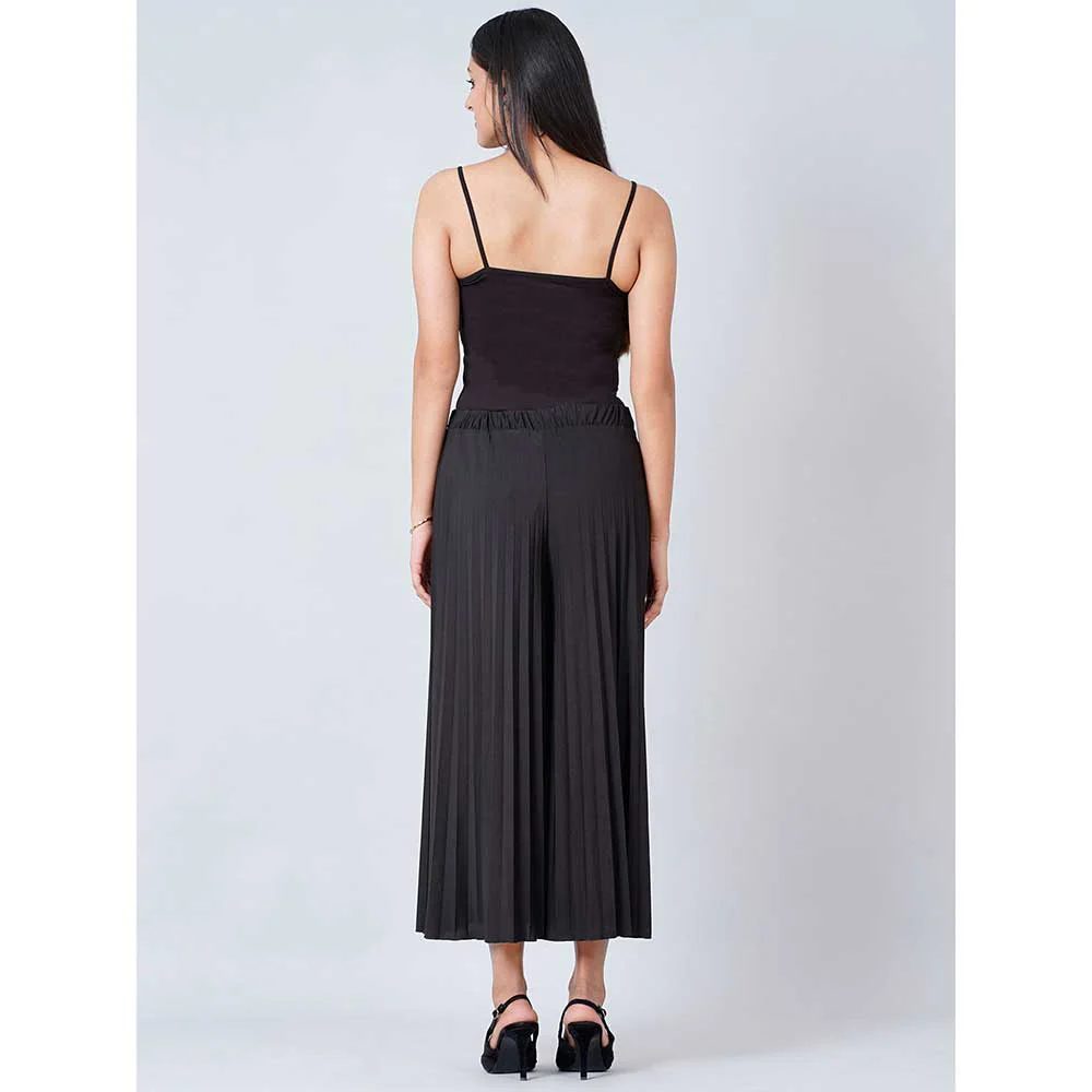 First Resort by Ramola Bachchan Black Wide Leg Pleated Palazzo - Image 3