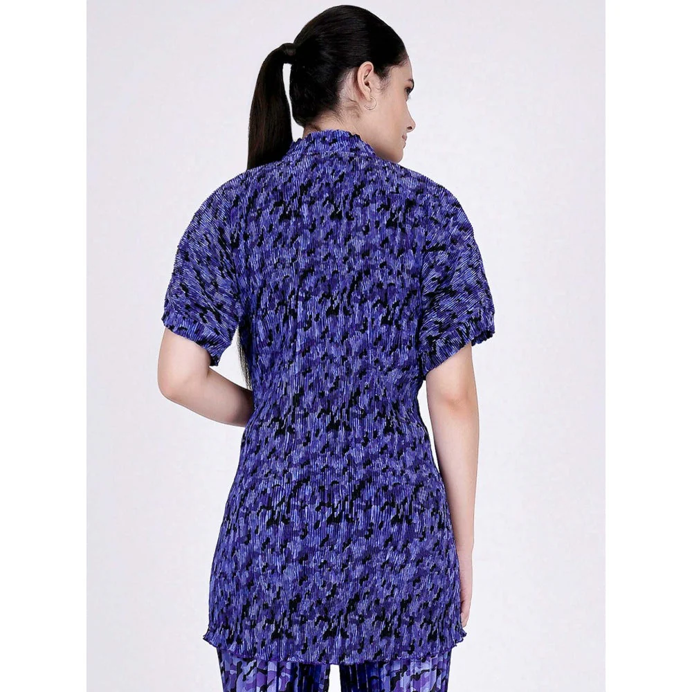 First Resort by Ramola Bachchan Blue Camouflage Print Top - Image 4