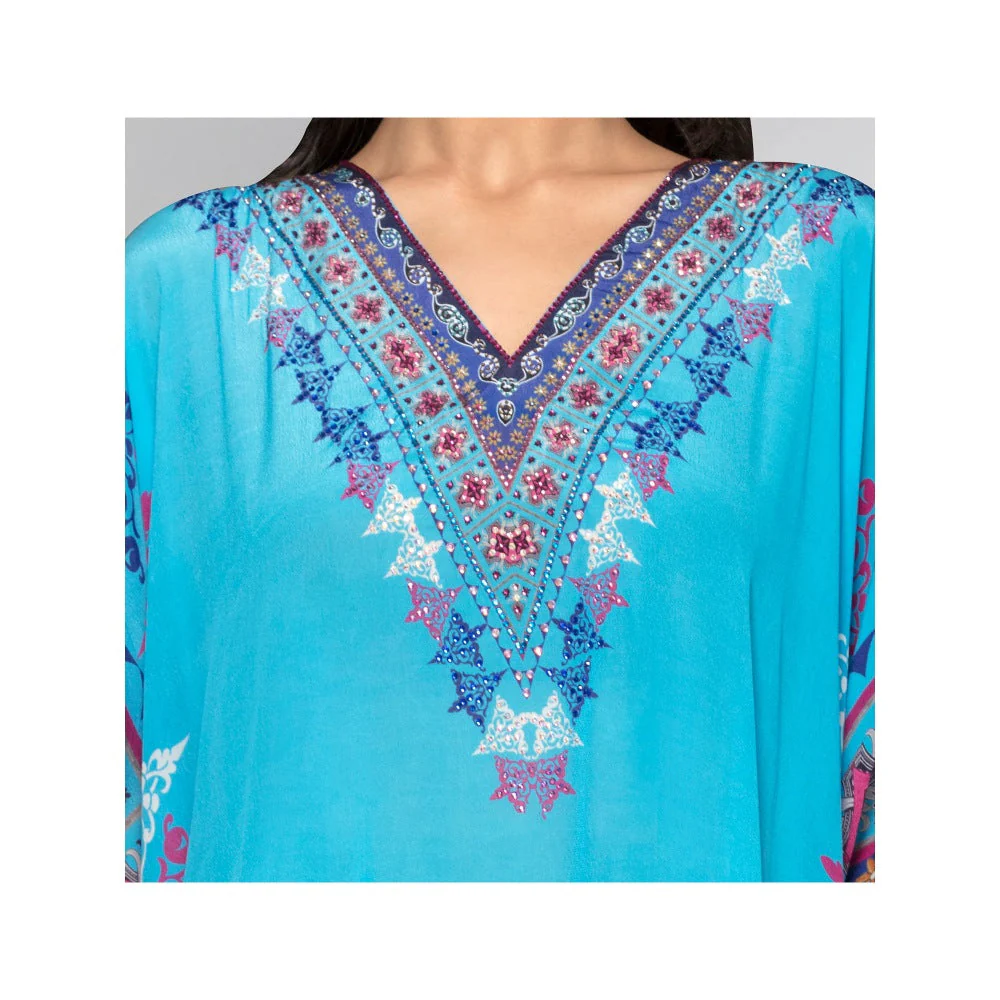 First Resort by Ramola Bachchan Blue Kaftan - Image 4
