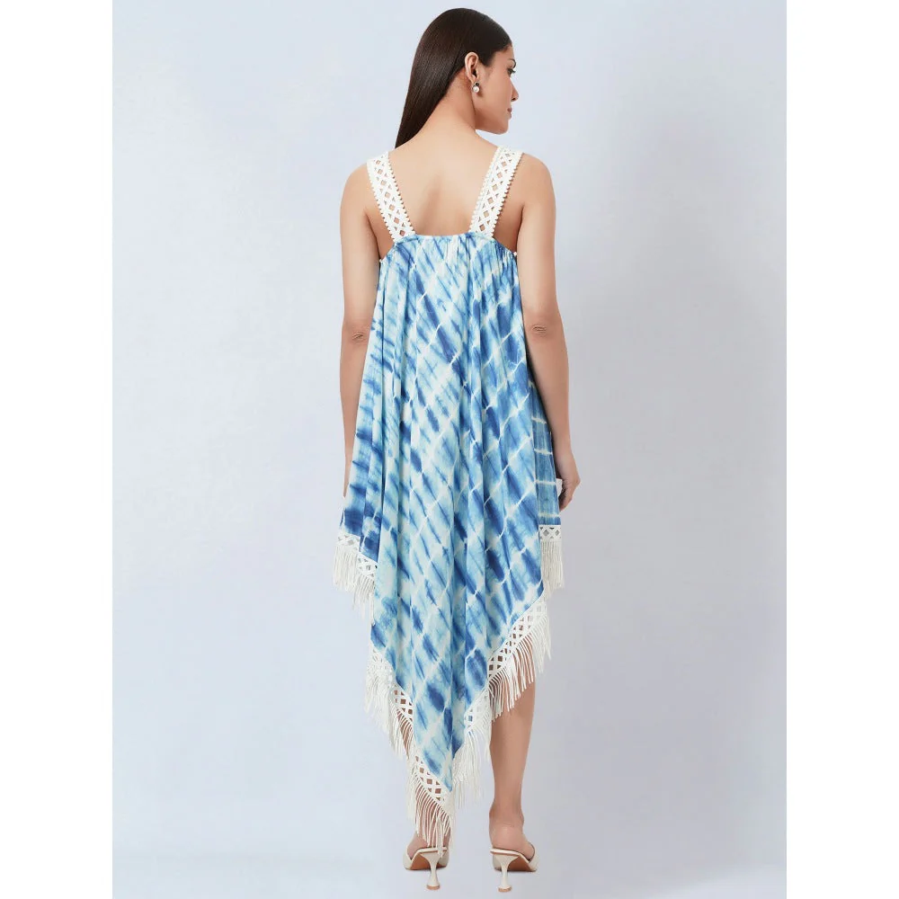First Resort by Ramola Bachchan Blue Tie-Dye Handkerchief Dress - Image 3