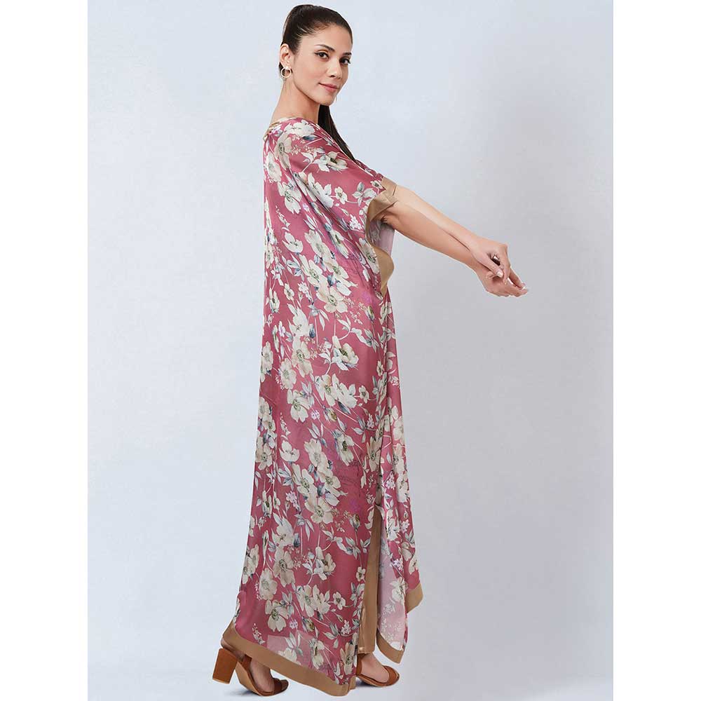 First Resort by Ramola Bachchan Blush Pink Floral Kaftan (Set of 2) - Image 7