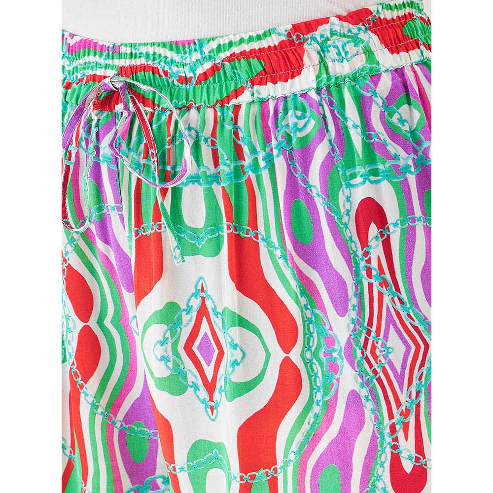 First Resort by Ramola Bachchan Green and Orange Marine Wave Print Pant - Image 5