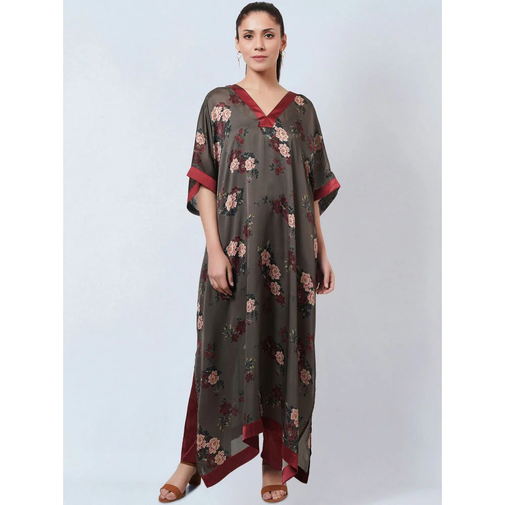 First Resort by Ramola Bachchan Green Floral Kaftan (Set of 2)