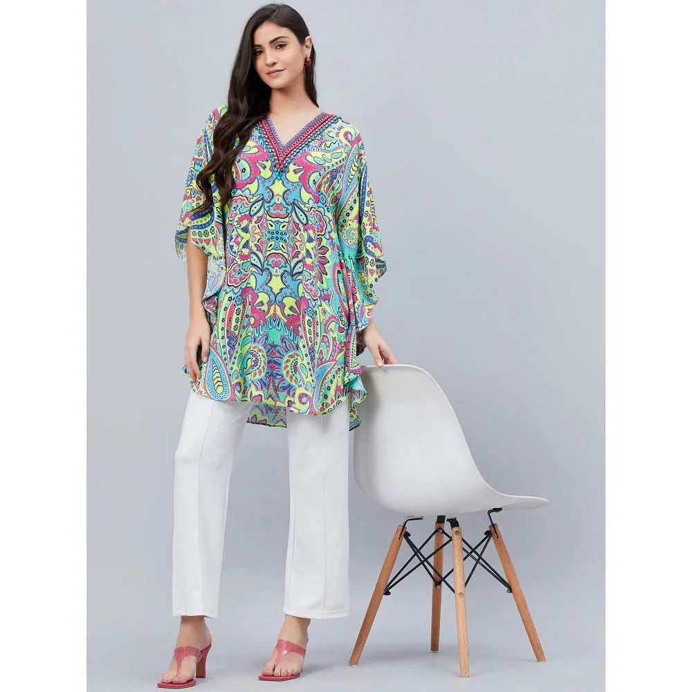 First Resort by Ramola Bachchan Green Paisley Mini Dress - Image 5