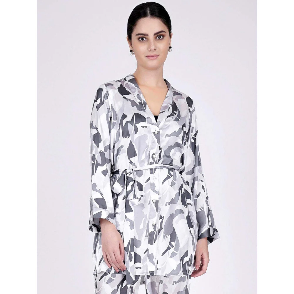 First Resort by Ramola Bachchan Grey Abstract Camouflage Printed Shirt (Set of 2)