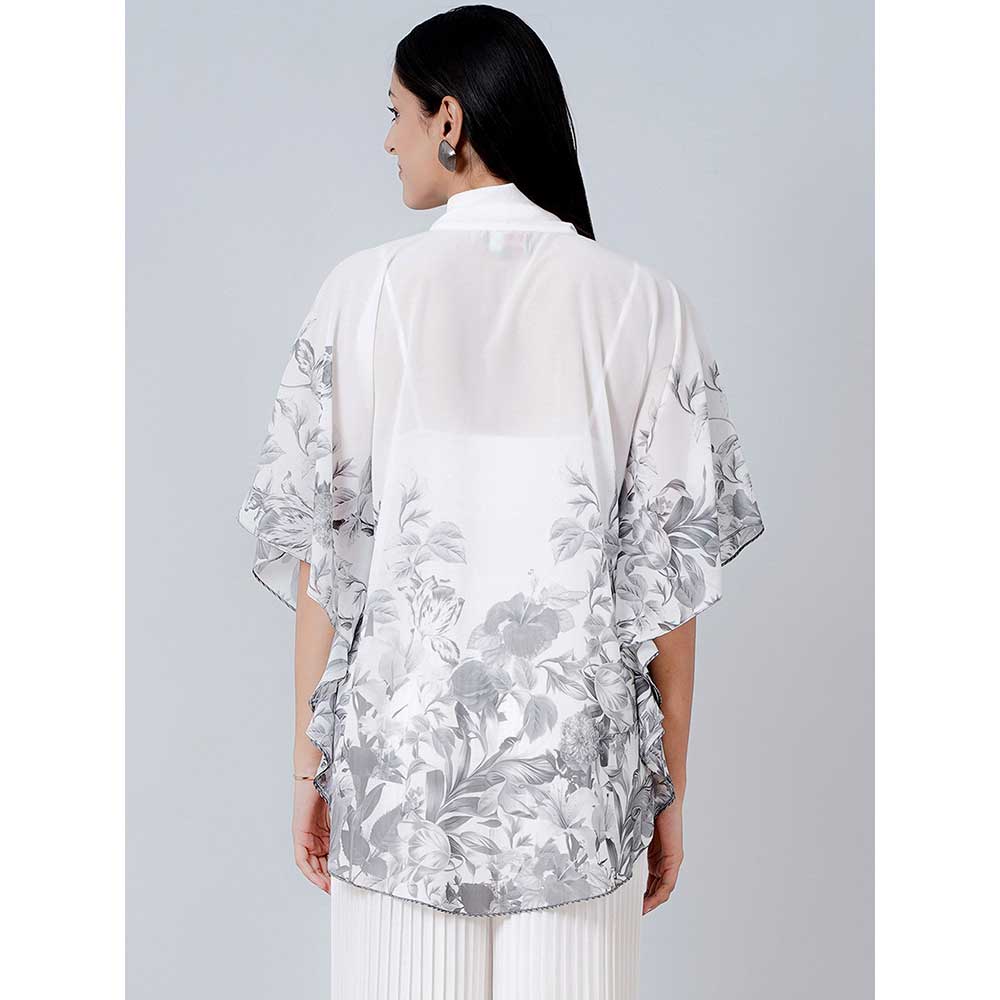 First Resort by Ramola Bachchan Grey Floral Top - Image 4