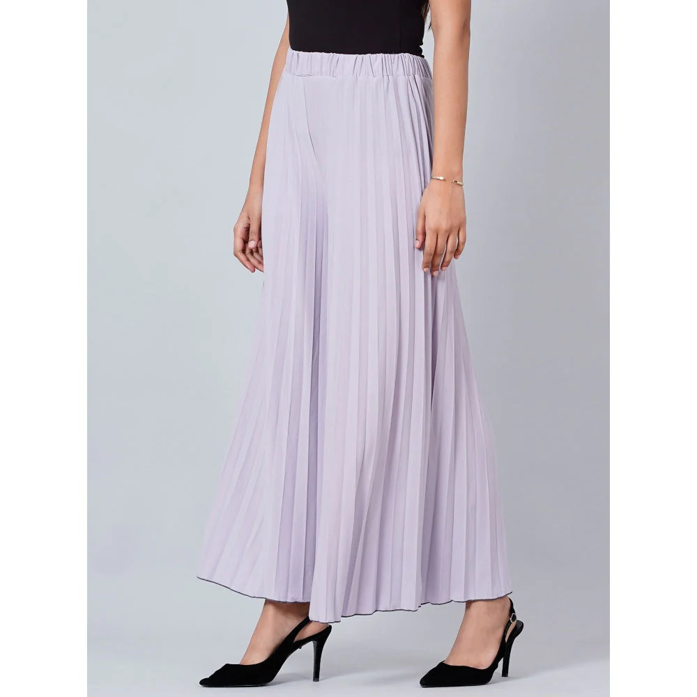 First Resort by Ramola Bachchan Lavender Wide Leg Pleated Palazzo - Image 2