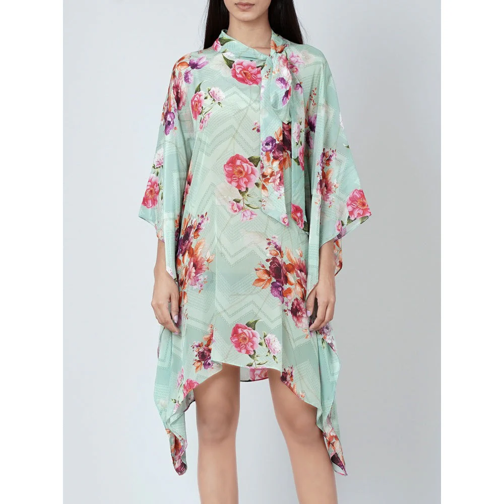 First Resort by Ramola Bachchan Pastel Green And Pink Floral Top - Image 4