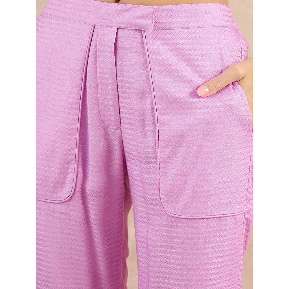 First Resort by Ramola Bachchan Purple Herringbone Self Design Co-Ord (Set of 3) - Image 6