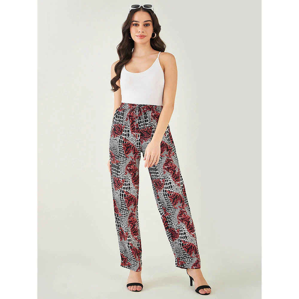 First Resort by Ramola Bachchan Red Baroque Animal Print Palazzo