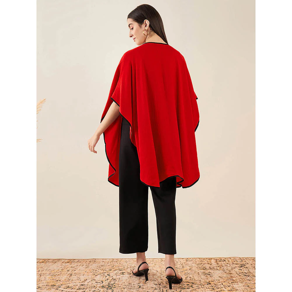 First Resort by Ramola Bachchan Red Cashmere Cape - Image 4