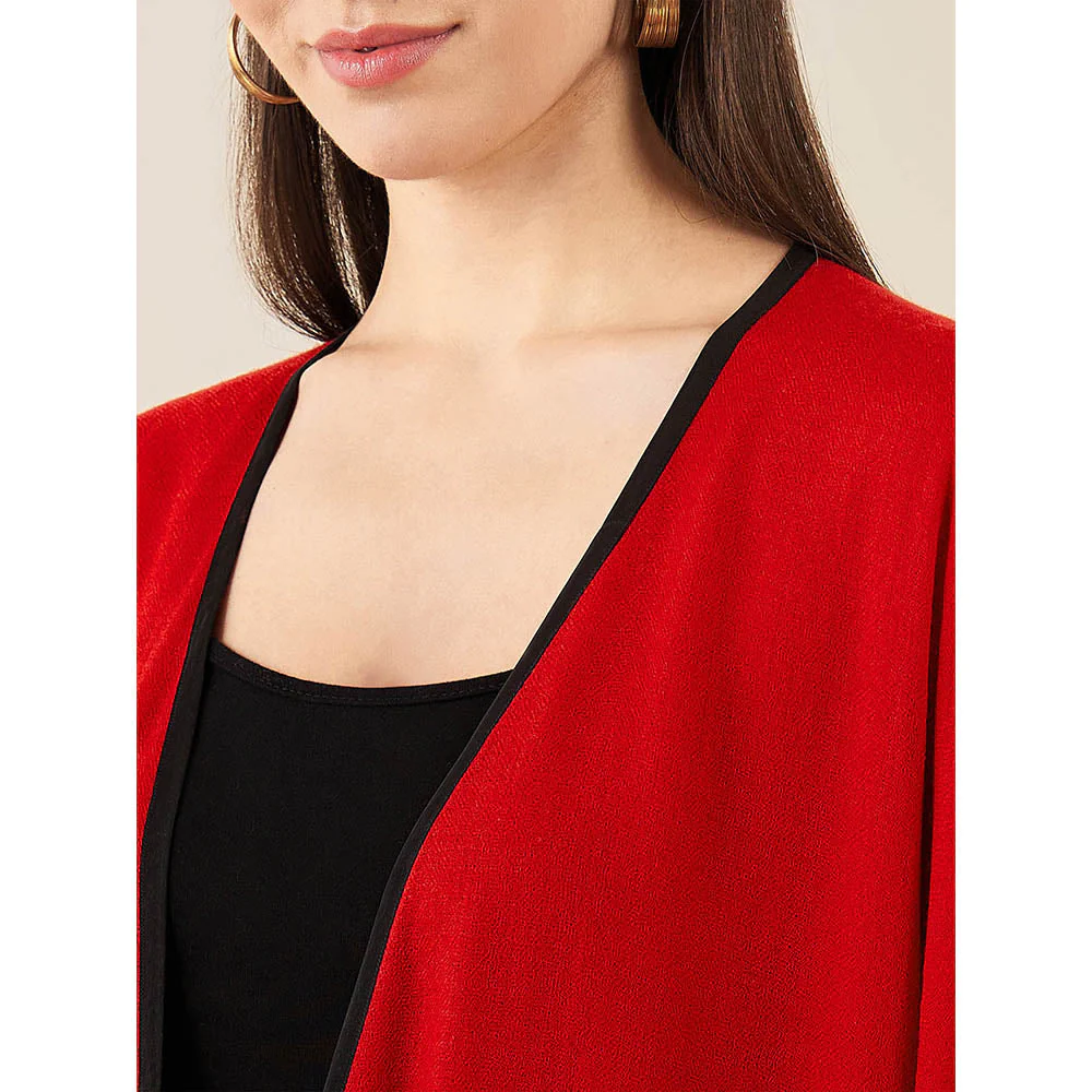First Resort by Ramola Bachchan Red Cashmere Cape - Image 5